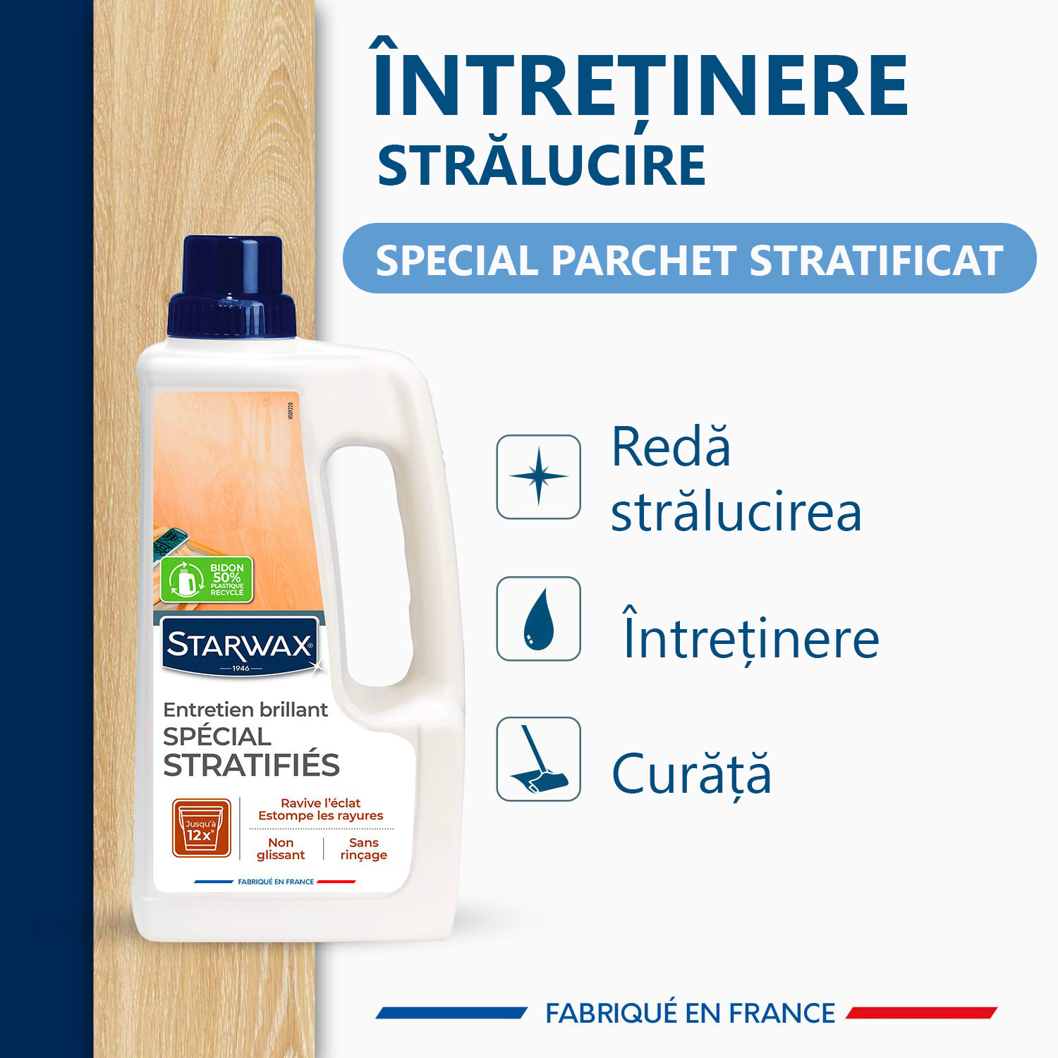 Solutie 2 in 1 Intretinere si restaurare pentru Parchet Stratificat - Starwax, 1L - imagine 3