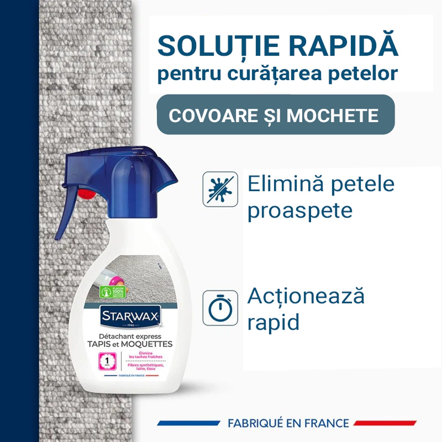 Solutie curatare rapida a petelor de pe covoare, mocheta, tapiterii - Starwax, 250ml - imagine 2