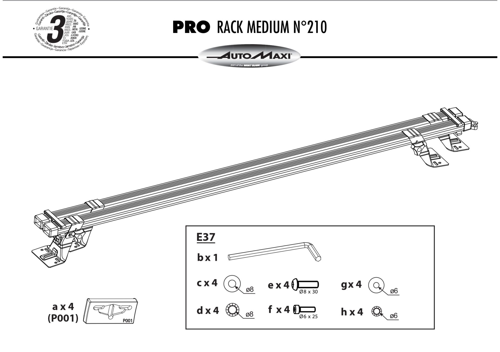Bare Portbagaj autoutilitare Pro Rack 210 Mont Blanc - Fiat Doblo, Peugeot Partener II Tepee, Citroen Berlingo II - imagine 2