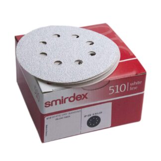 Discuri abrazive velcro Granulatie P150, Ø125mm, 8 gauri, cutie 100buc - Smirdex