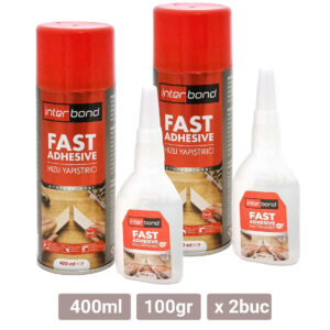Pachet: 2 x Adeziv cu activator Interbond, cianoacrilat, 100g + 400ml