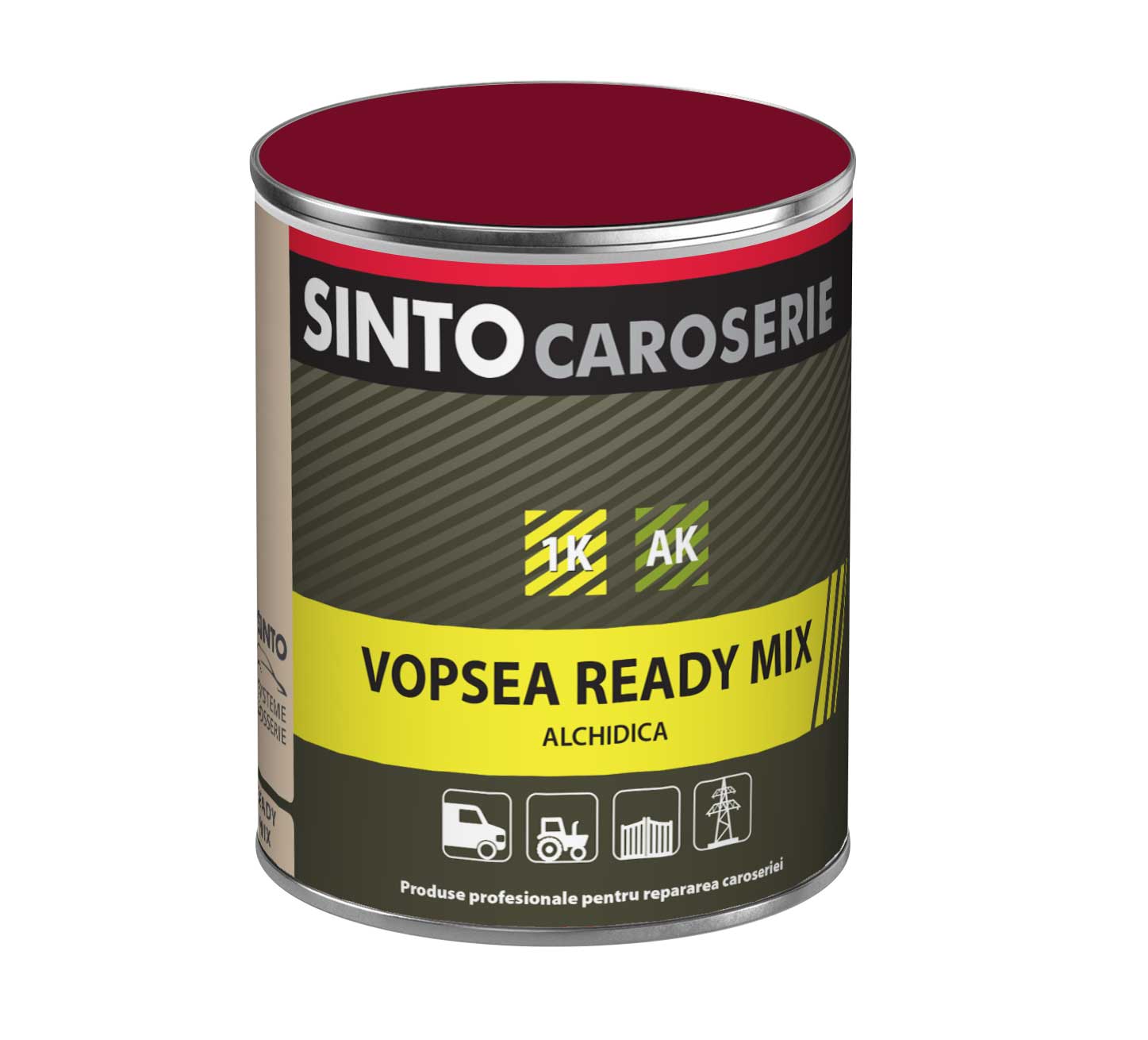 Vopsea industriala Rosu Rubin 270 / RAL 3003, pentru utilaje, metal, constructii - Sinto, 1L - imagine 4