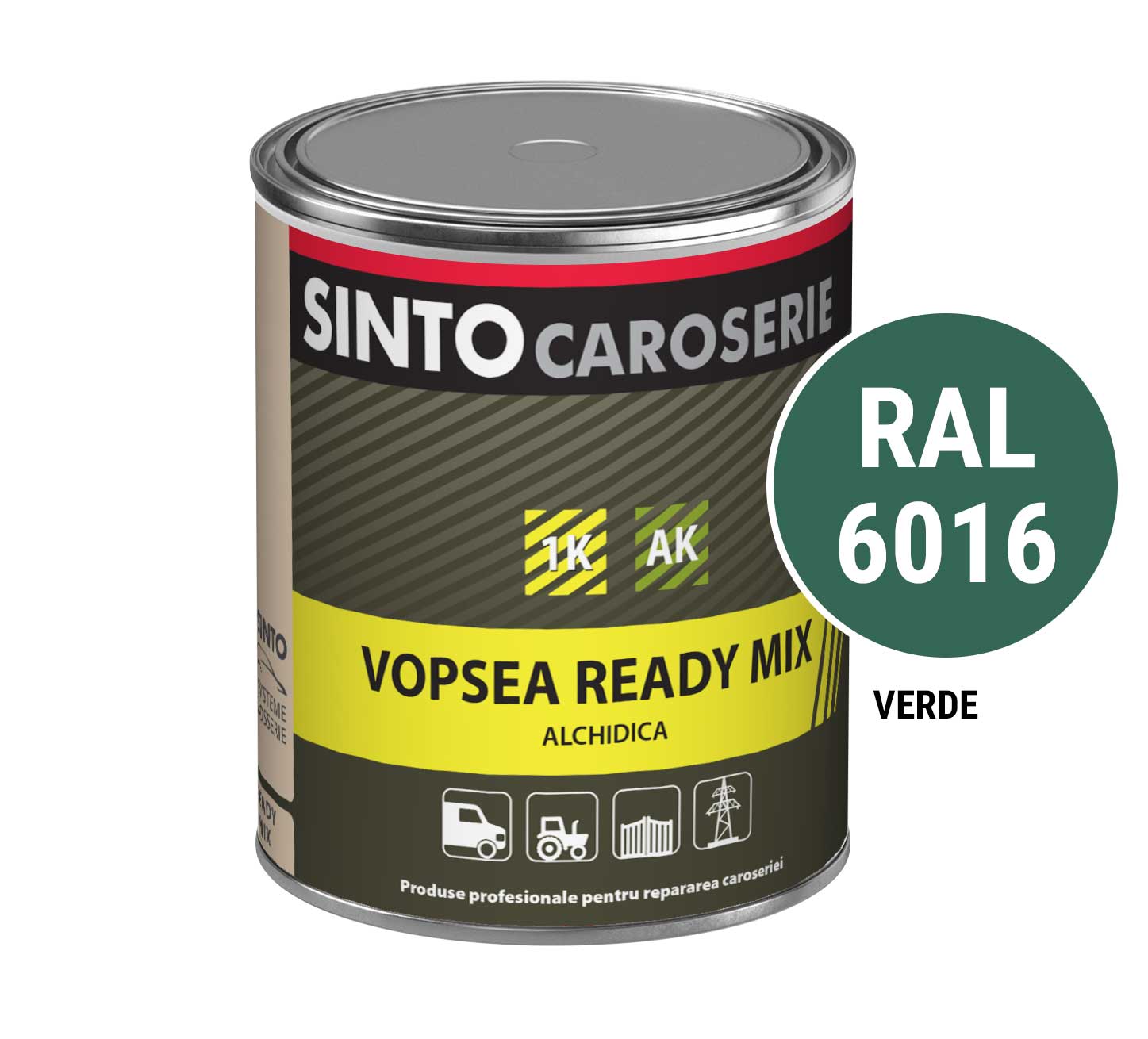 Vopsea industriala Verde Turcoaz RAL 6016, pentru utilaje, metal, constructii - Sinto, 1L - imagine 4