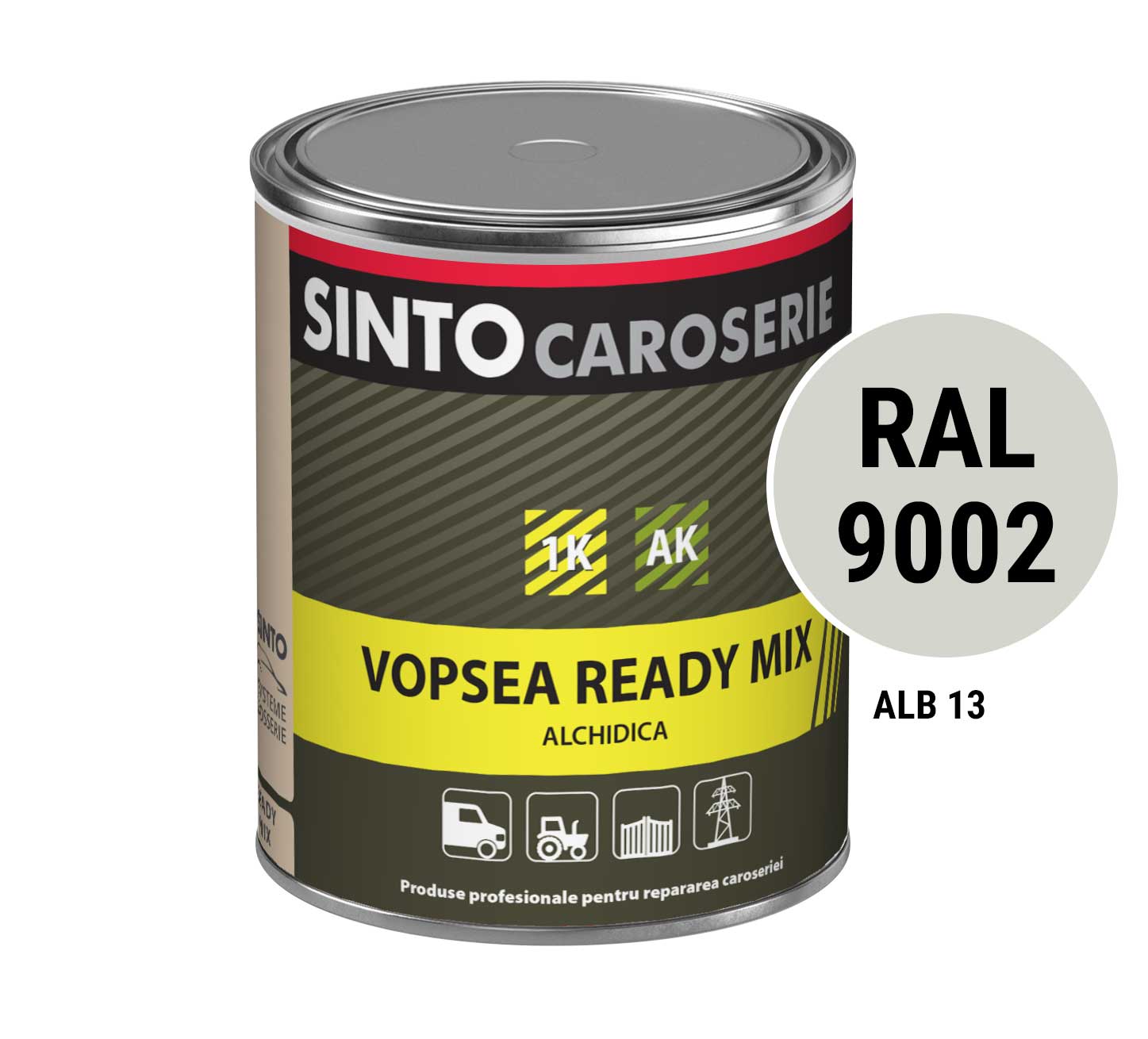 Vopsea industriala Alb 13 / RAL 9002, pentru utilaje, metal, constructii - Sinto, 1L - imagine 4