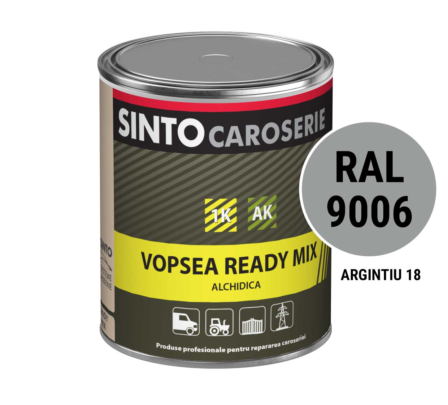 Vopsea industriala Argintiu 18 / RAL 9006, pentru utilaje, metal, constructii - Sinto, 1L - imagine 4