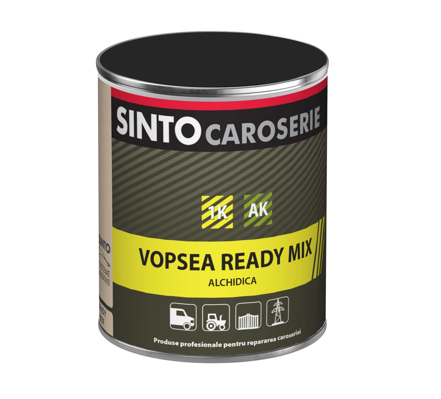 Vopsea industriala Negru Trafic / RAL 9017, pentru utilaje, metal, constructii - Sinto, 1L - imagine 4