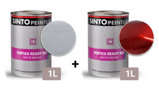 Set Vopsea auto Chrysler RH2 Candy Apple Red Met + fond argintiu U121 - Sinto, 2L (1L fond+ 1L final)