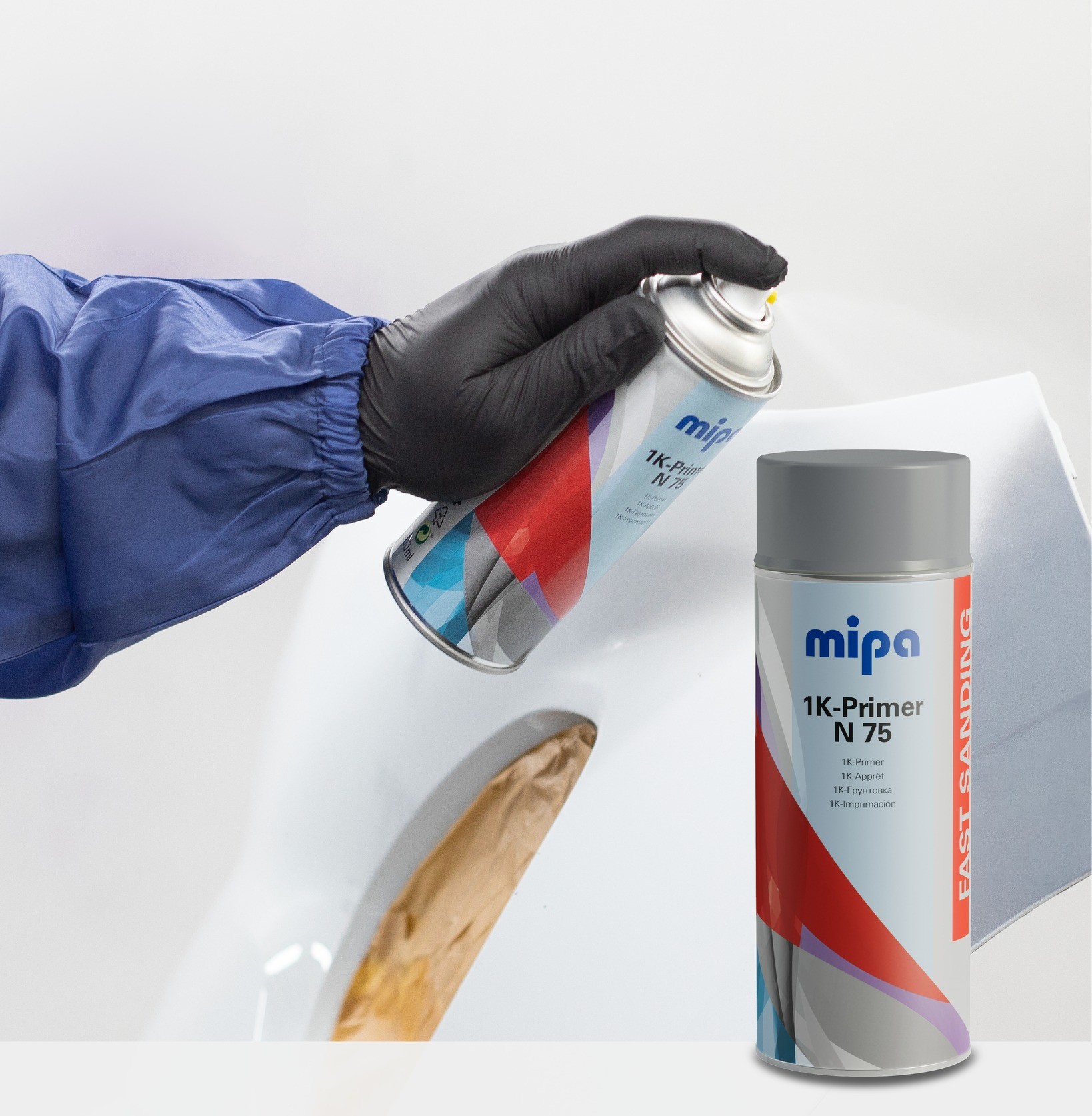 Spray Primer (grund) auto Mipa N75, Alb, slefuire rapida – 400ml - imagine 2