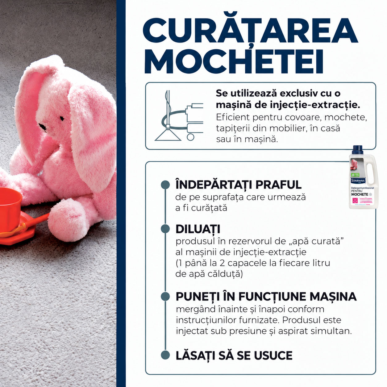 Detergent profesional Covoare si mochete (pentru aspiratoare cu spalare) - Starwax, 1L - imagine 5